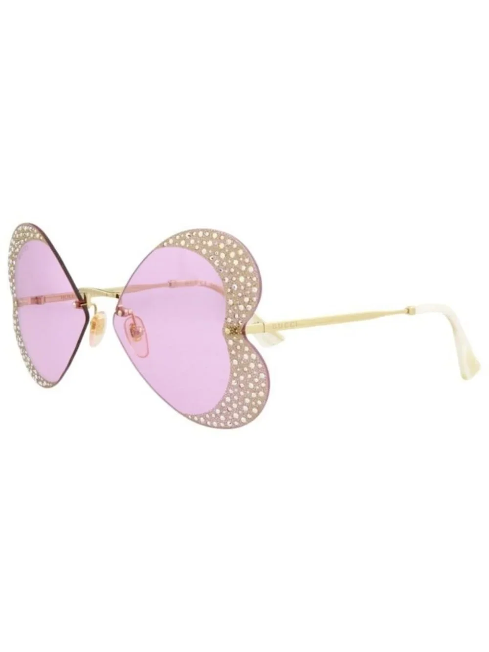 New Gucci Womens Cat Eye Gold Gold Pink Fashion Designer Sunglasses